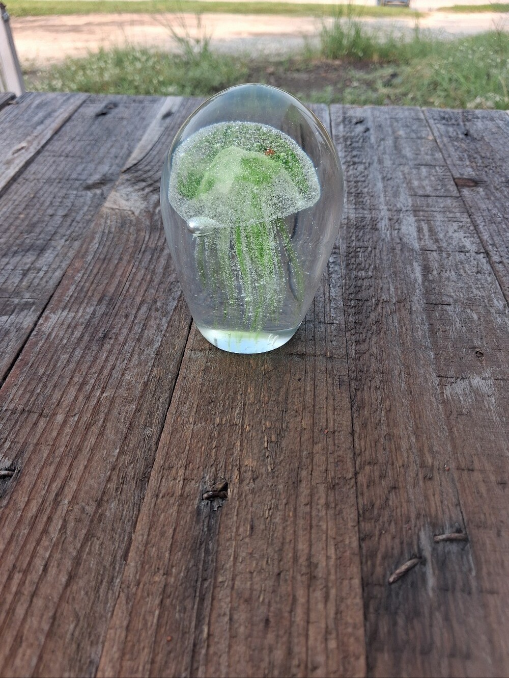Glass Jellyfish Paperweight - Green